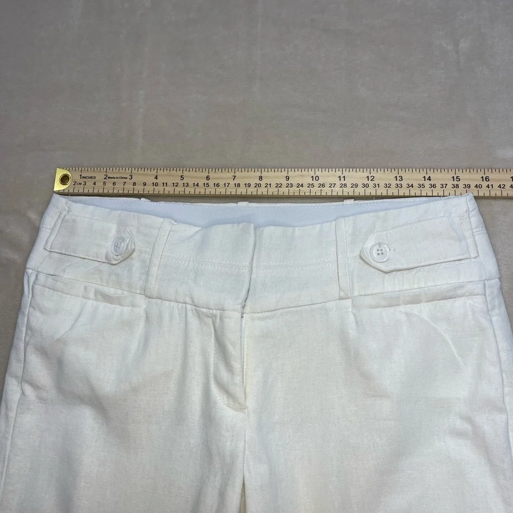 Candie’s Women’s White Linen Blend Pants Size 5 Wide Leg Summer Beach - Picture 3 of 5